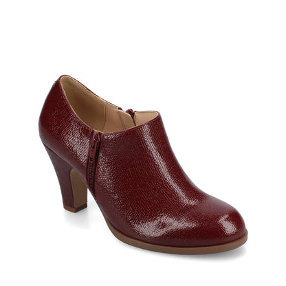 Journee SANZI ZIP-UP BOOTIES IN WIDE - Oxblood Lizard