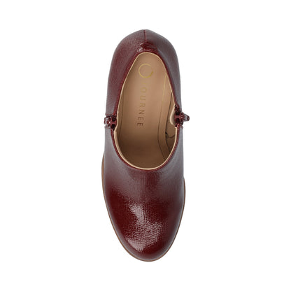 Journee SANZI ZIP-UP BOOTIES IN WIDE - Oxblood Lizard