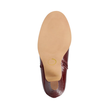 Journee SANZI ZIP-UP BOOTIES IN WIDE - Oxblood Lizard
