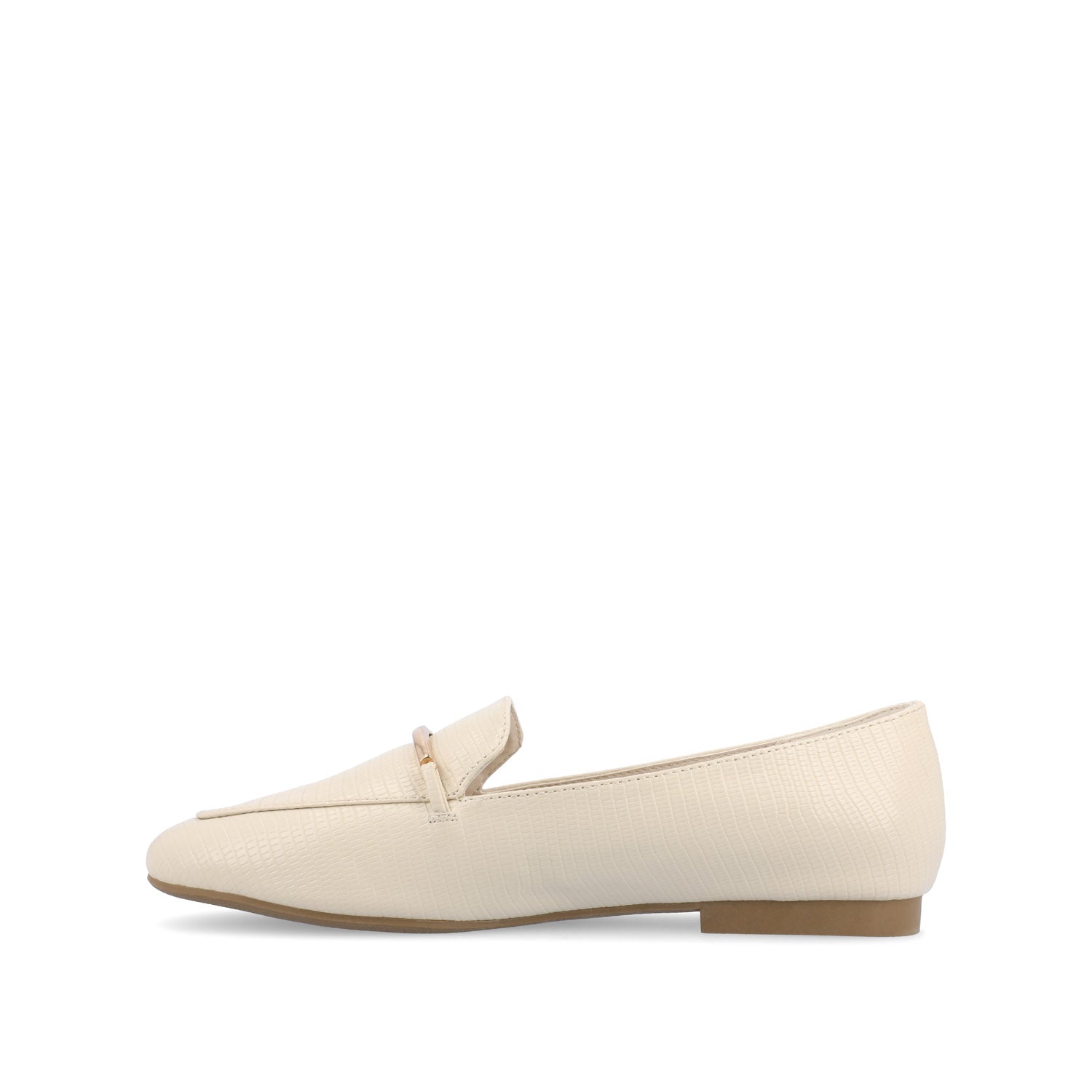 Journee WRENN PRINTED LOAFER FLATS IN WIDE - Ivory Lizard