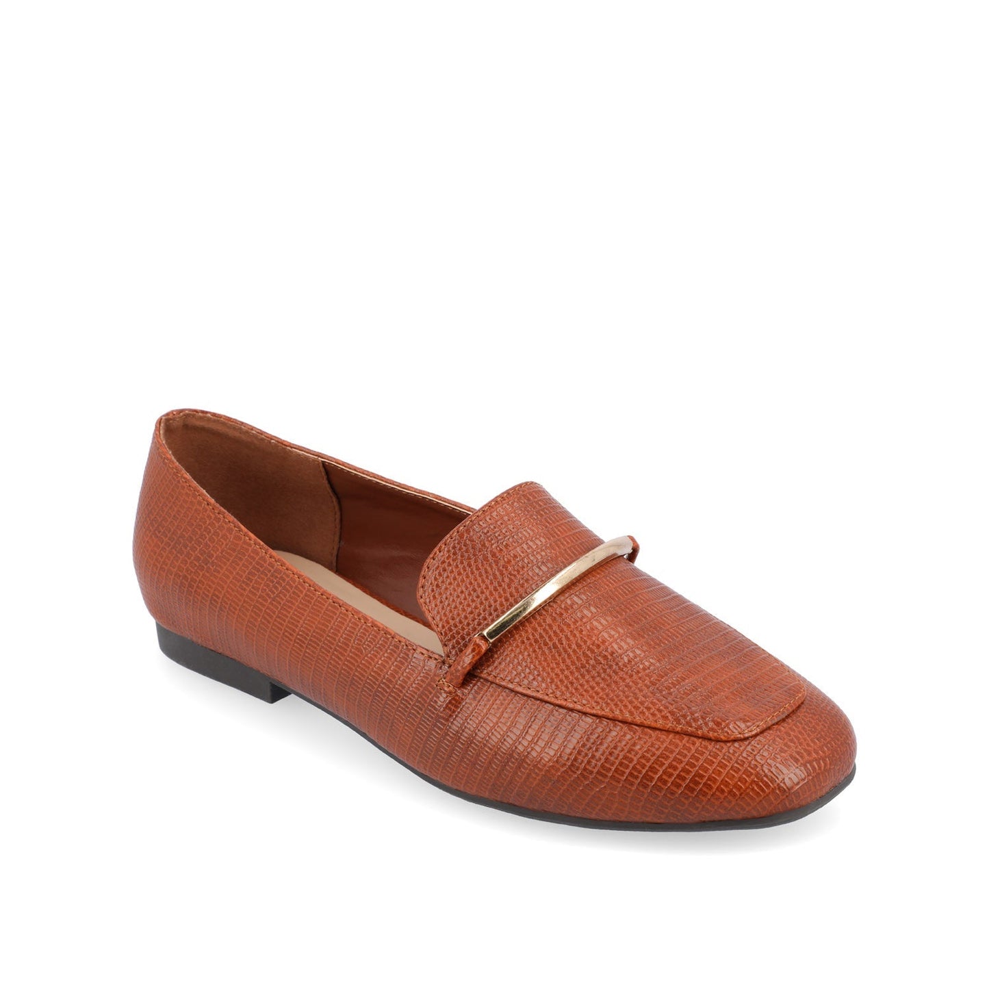 Journee WRENN PRINTED LOAFER FLATS IN WIDE - Tan Lizard