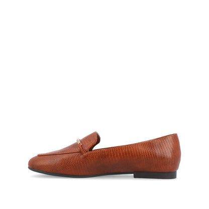 Journee WRENN PRINTED LOAFER FLATS IN WIDE - Tan Lizard