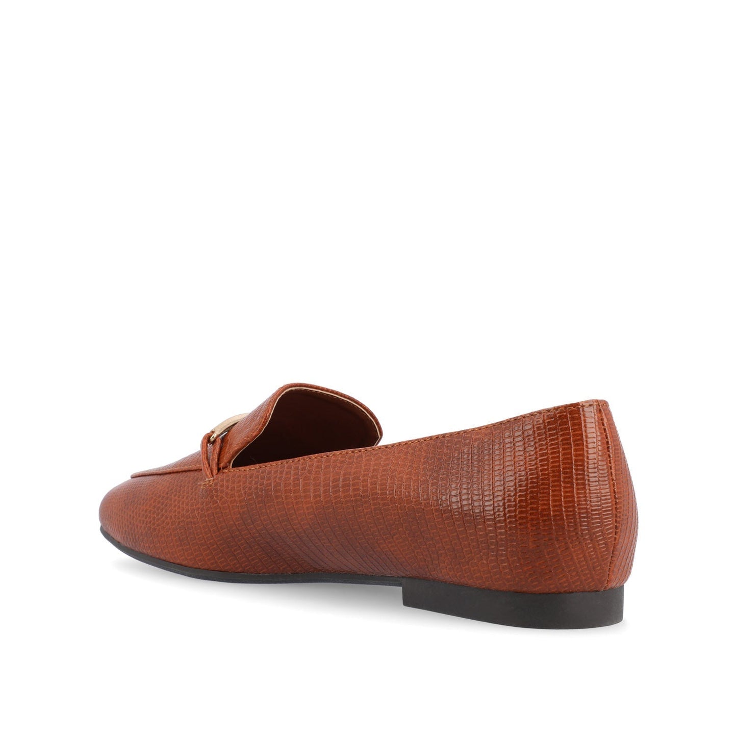 Journee WRENN PRINTED LOAFER FLATS IN WIDE - Tan Lizard