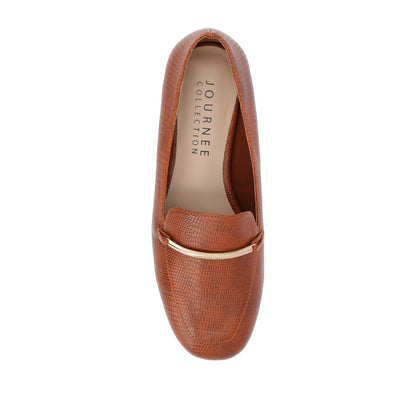 Journee WRENN PRINTED LOAFER FLATS IN WIDE - Tan Lizard