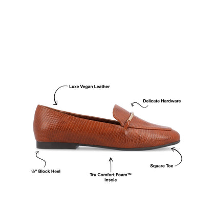 Journee WRENN PRINTED LOAFER FLATS IN WIDE - Tan Lizard