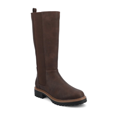 Journee BRANDI KNEE HIGH BOOTS IN WIDE CALF - Vintage Chocolate
