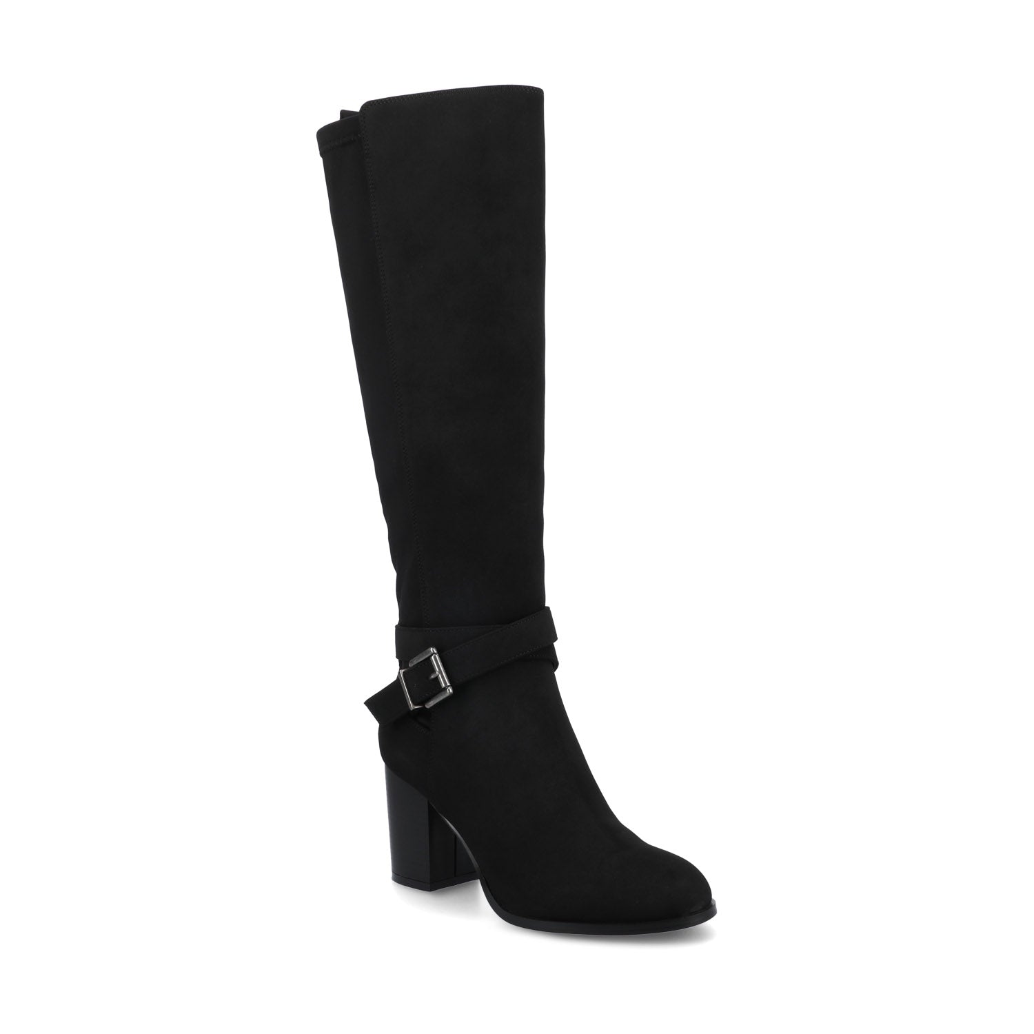 Journee AVALONN KNEE HIGH DRESS BOOTS IN WIDE CALF - Black Suede