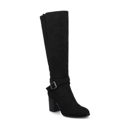 Journee AVALONN KNEE HIGH DRESS BOOTS IN WIDE CALF - Black Suede