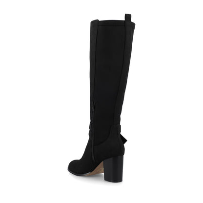 Journee AVALONN KNEE HIGH DRESS BOOTS IN WIDE CALF - Black Suede