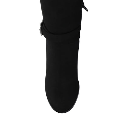 Journee AVALONN KNEE HIGH DRESS BOOTS IN WIDE CALF - Black Suede