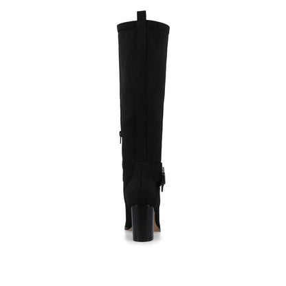 Journee AVALONN KNEE HIGH DRESS BOOTS IN WIDE CALF - Black Suede