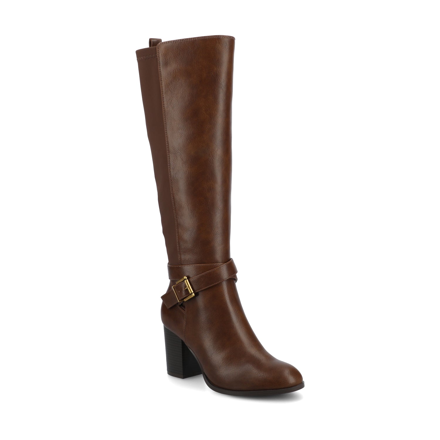 Journee AVALONN KNEE HIGH DRESS BOOTS IN WIDE CALF - Chocolate