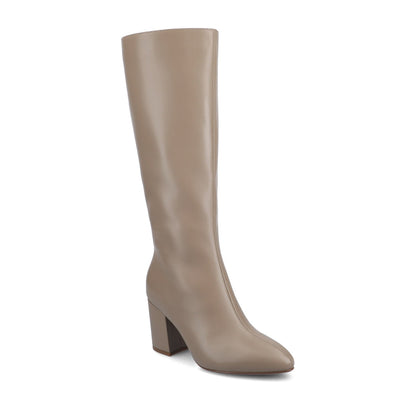 Journee AMEYLIA VEGAN LEATHER KNEE-HIGH BOOTS IN WIDE CALF - Taupe PU