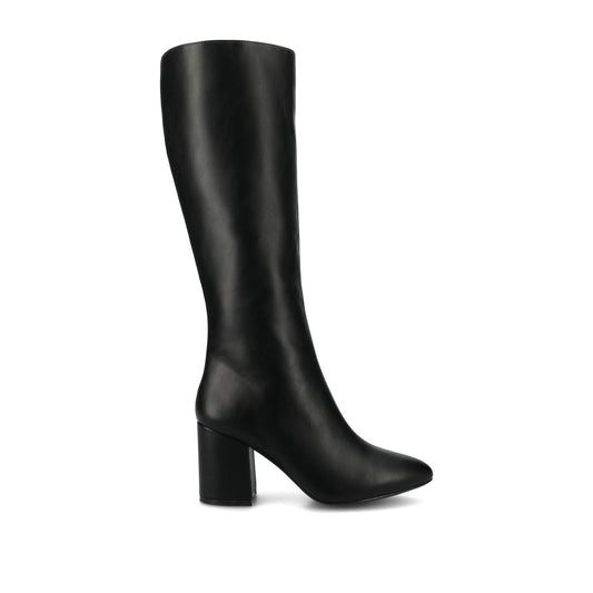 Journee AMEYLIA VEGAN LEATHER KNEE-HIGH BOOTS IN WIDE CALF - Black PU