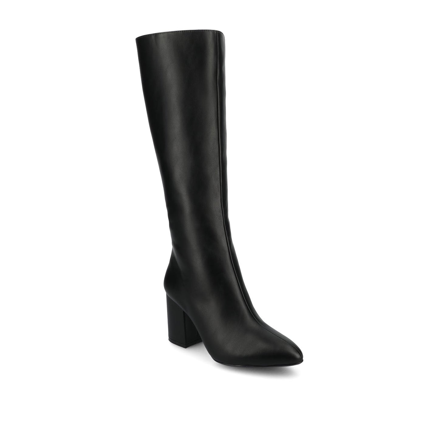 Journee AMEYLIA VEGAN LEATHER KNEE-HIGH BOOTS IN WIDE CALF - Black PU