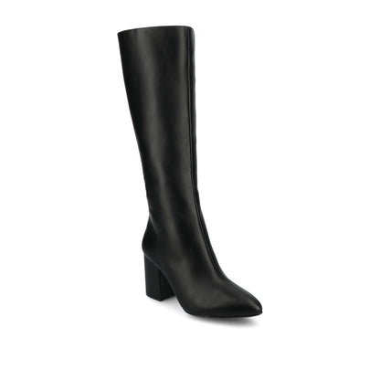Journee AMEYLIA VEGAN LEATHER KNEE-HIGH BOOTS IN WIDE CALF - Black PU