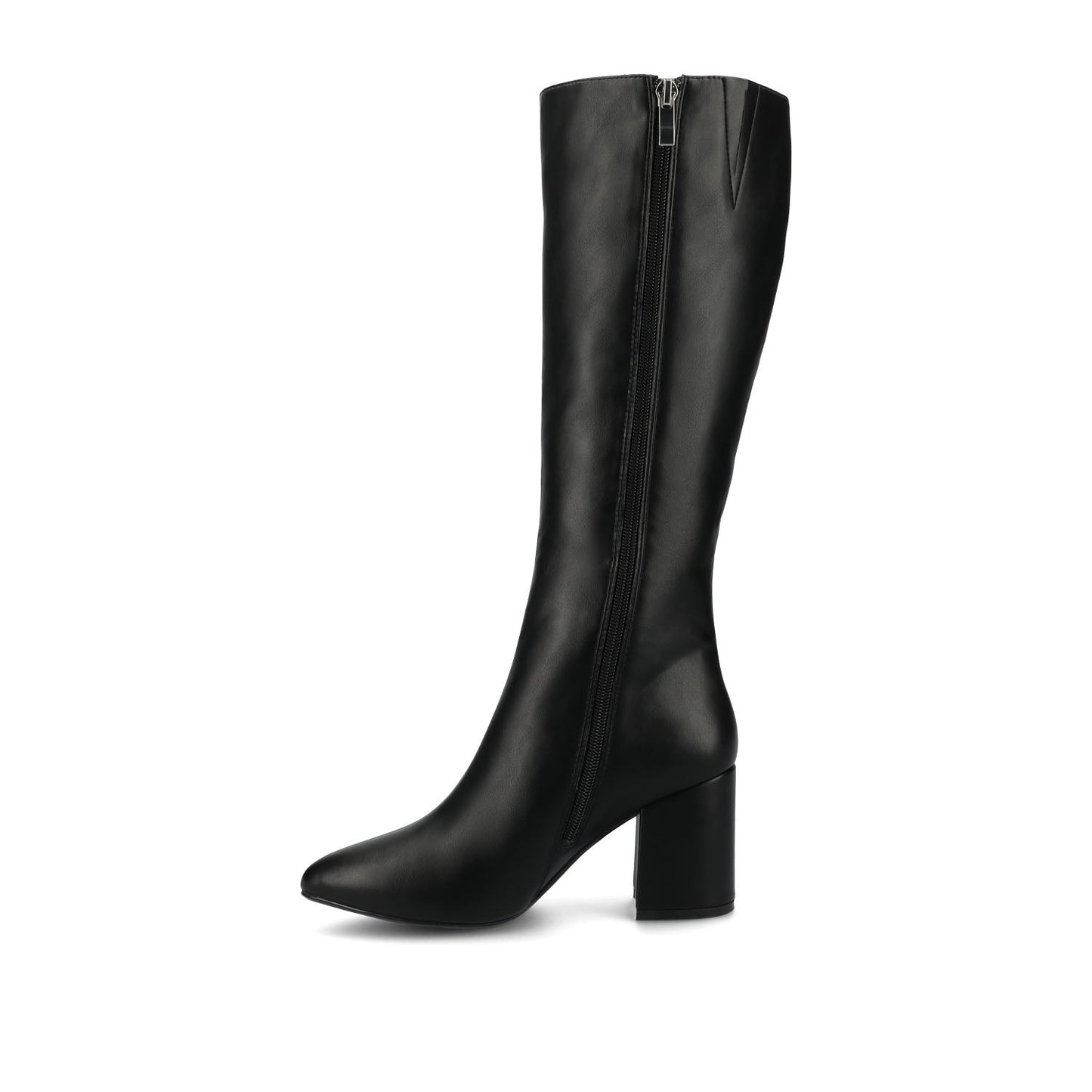 Journee AMEYLIA VEGAN LEATHER KNEE-HIGH BOOTS IN WIDE CALF - Black PU
