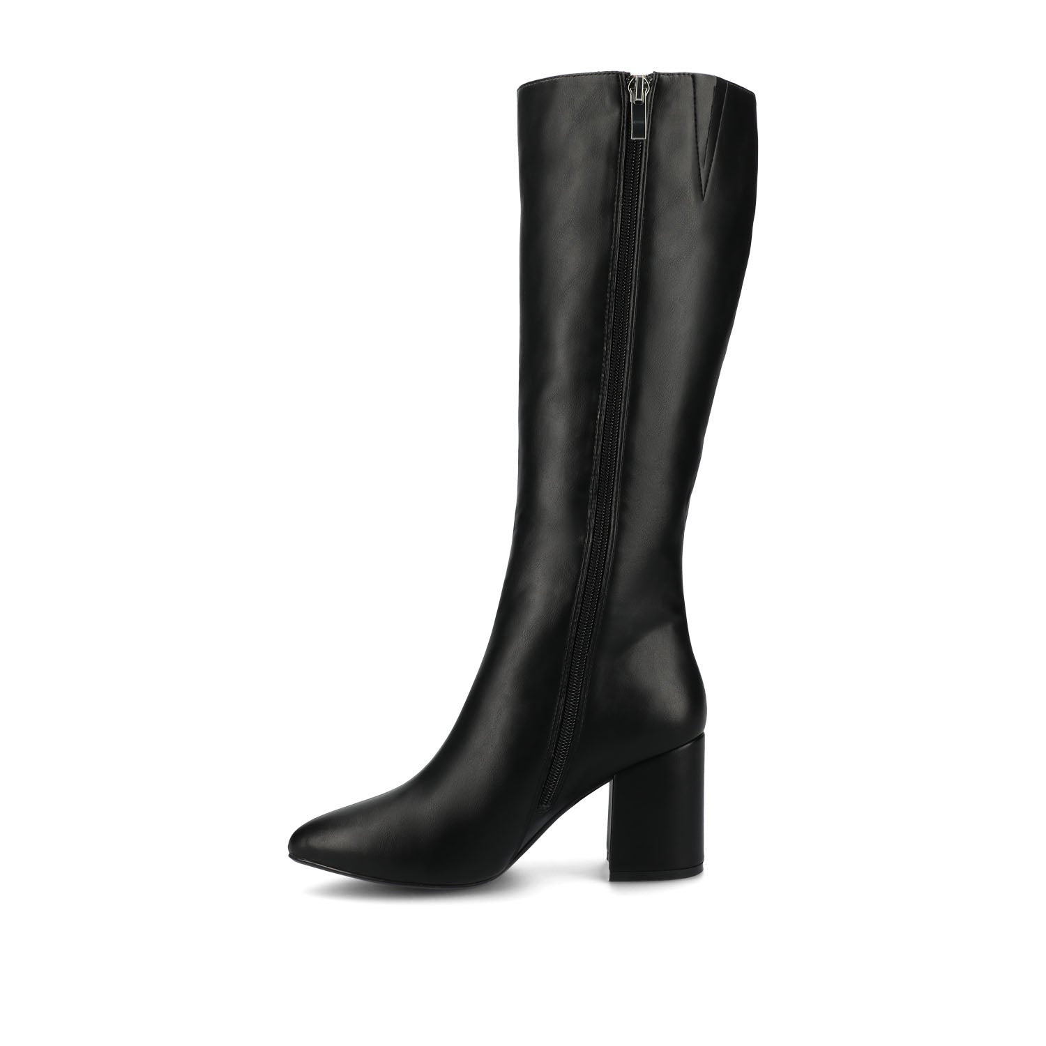 Journee AMEYLIA VEGAN LEATHER KNEE-HIGH BOOTS IN WIDE CALF - Black PU