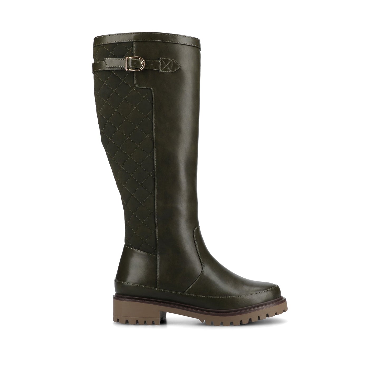 Journee ZEMMIE QUILTED BOOTS IN WIDE CALF - Olive