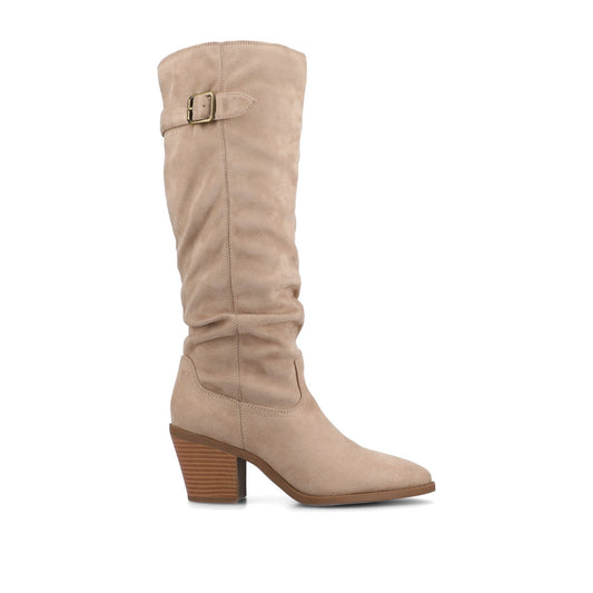 Journee KALEAH KNEE HIGH SLOUCHY BOOT IN WIDE CALF - Taupe