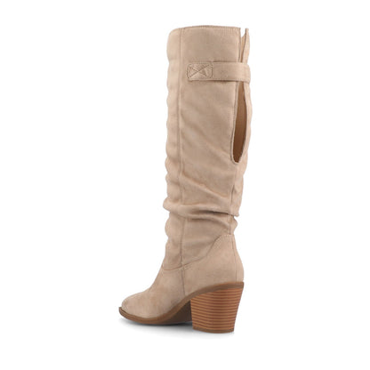 Journee KALEAH KNEE HIGH SLOUCHY BOOT IN WIDE CALF - Taupe