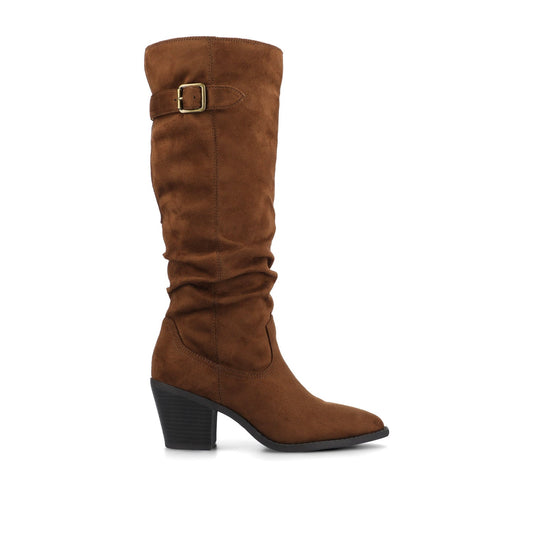 Journee KALEAH KNEE HIGH SLOUCHY BOOT IN WIDE CALF - Brown