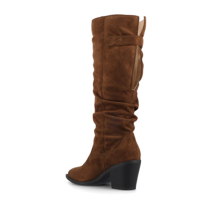 Journee KALEAH KNEE HIGH SLOUCHY BOOT IN WIDE CALF - Brown