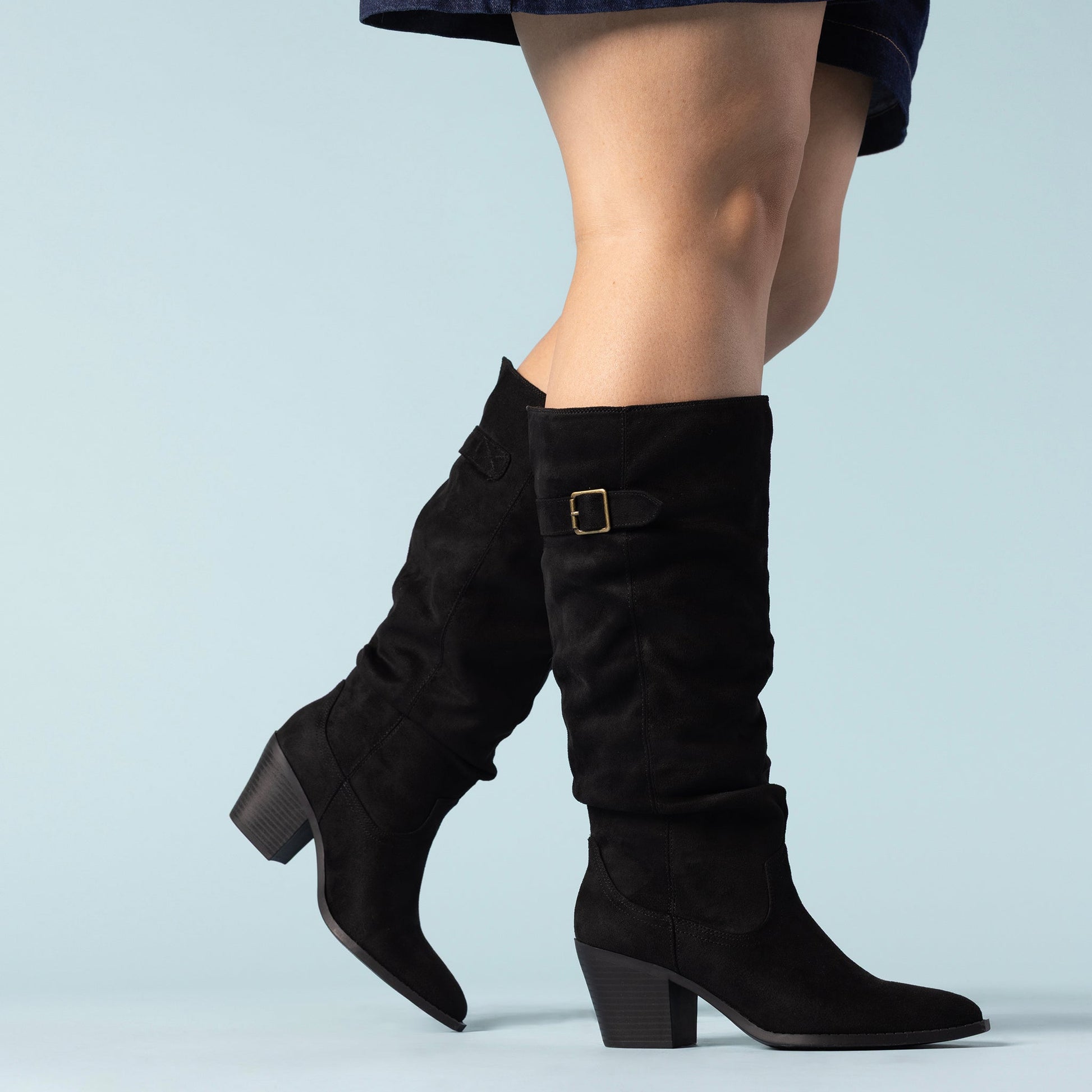 Journee KALEAH KNEE HIGH SLOUCHY BOOT IN WIDE CALF - Black