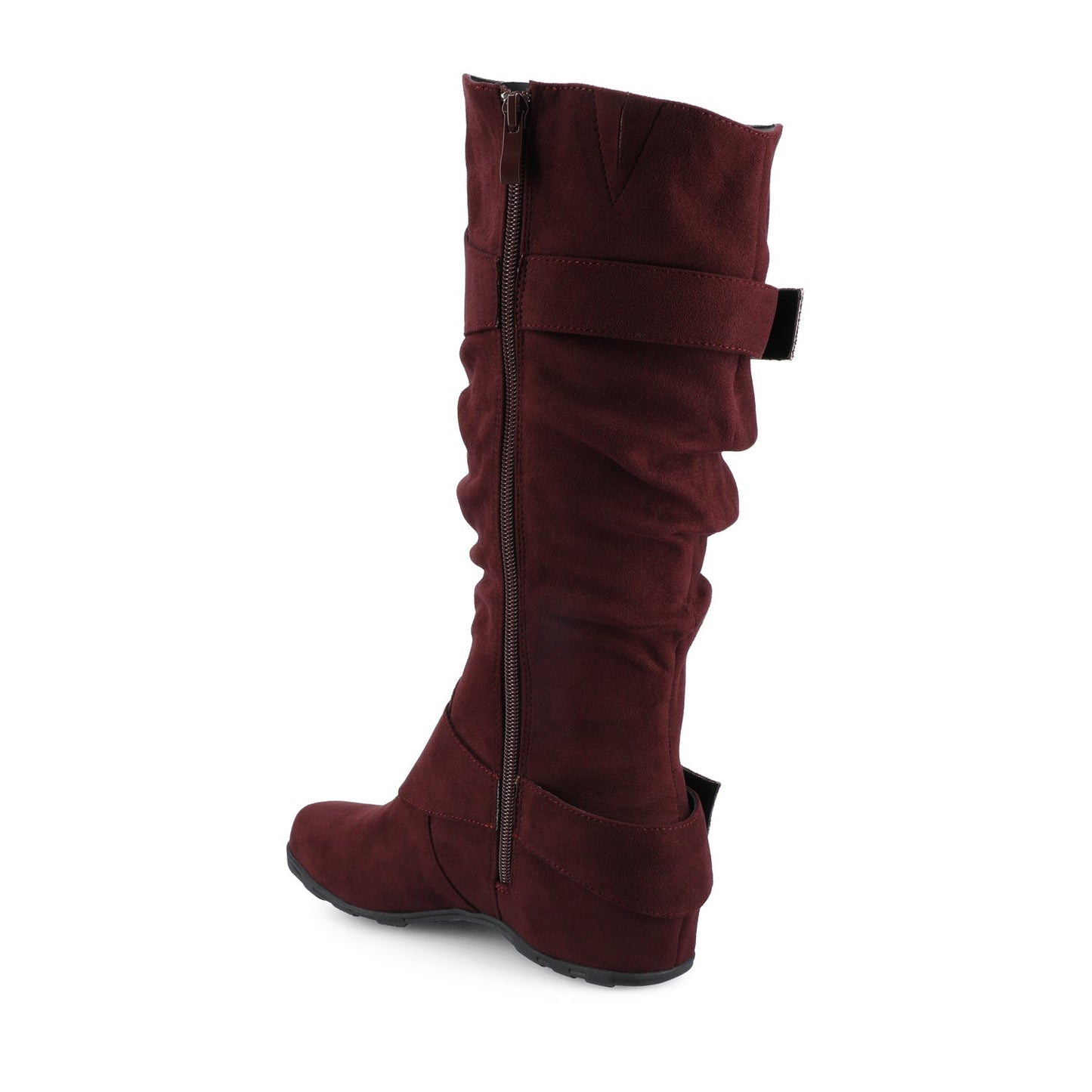 Journee JESTER KNEE HIGH BOOTS IN WIDE CALF - Oxblood Faux Suede