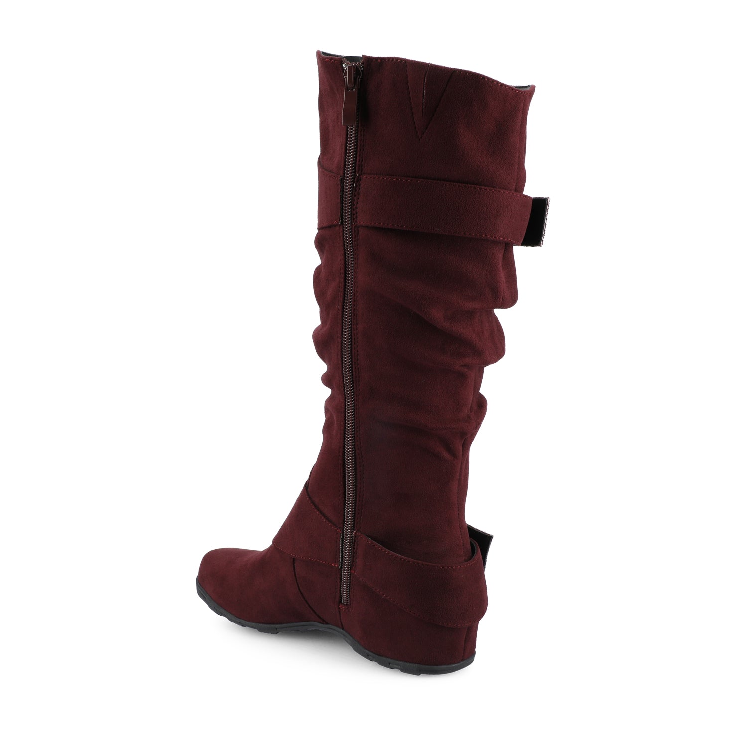Journee JESTER KNEE HIGH BOOTS IN WIDE CALF - Oxblood Faux Suede