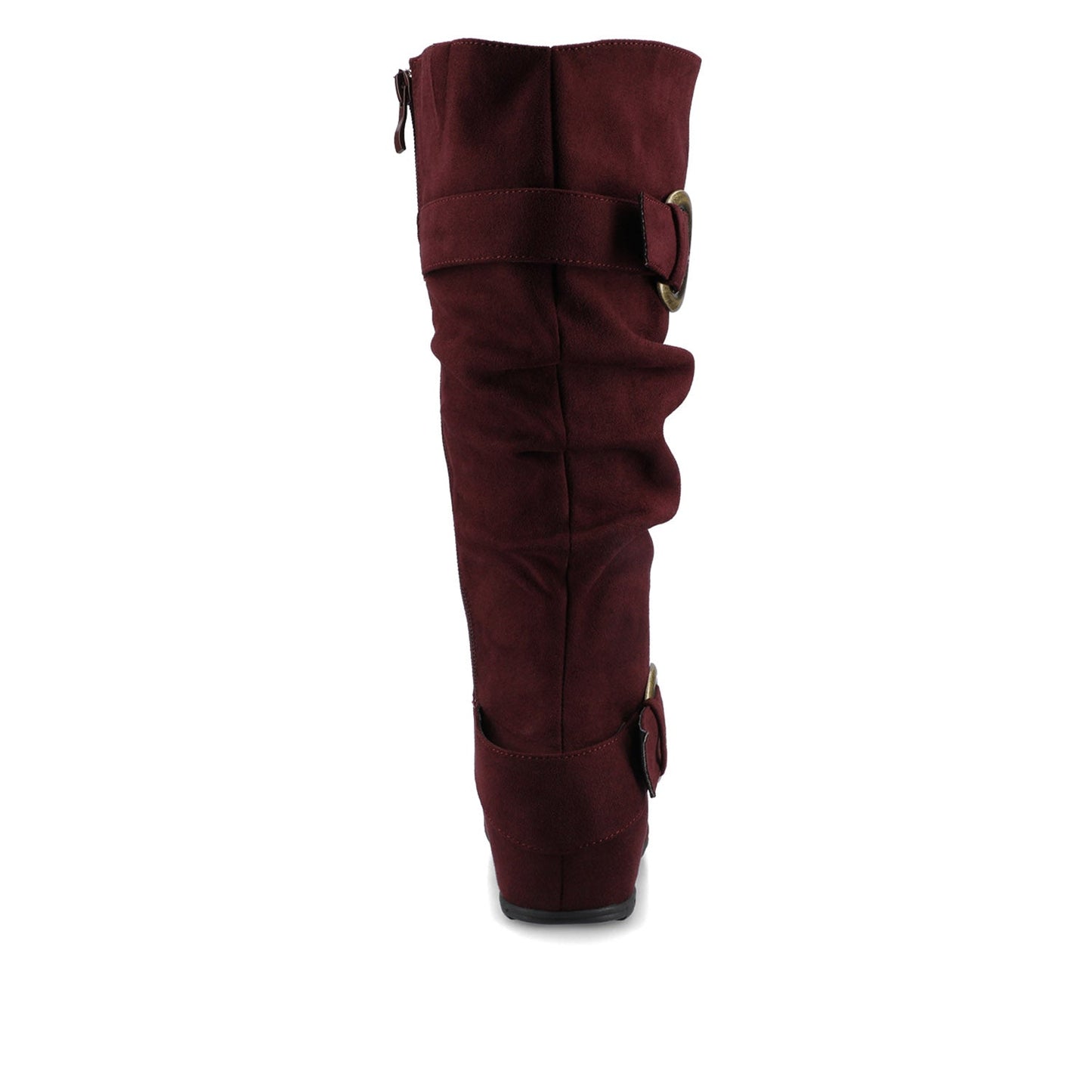 Journee JESTER KNEE HIGH BOOTS IN WIDE CALF - Oxblood Faux Suede