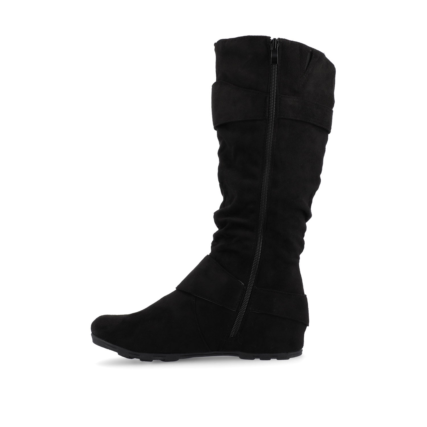 Journee JESTER KNEE HIGH BOOTS IN WIDE CALF - Black Faux Suede