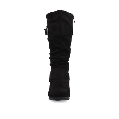 Journee JESTER KNEE HIGH BOOTS IN WIDE CALF - Black Faux Suede
