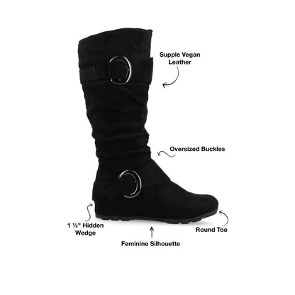 Journee JESTER KNEE HIGH BOOTS IN WIDE CALF - Black Faux Suede