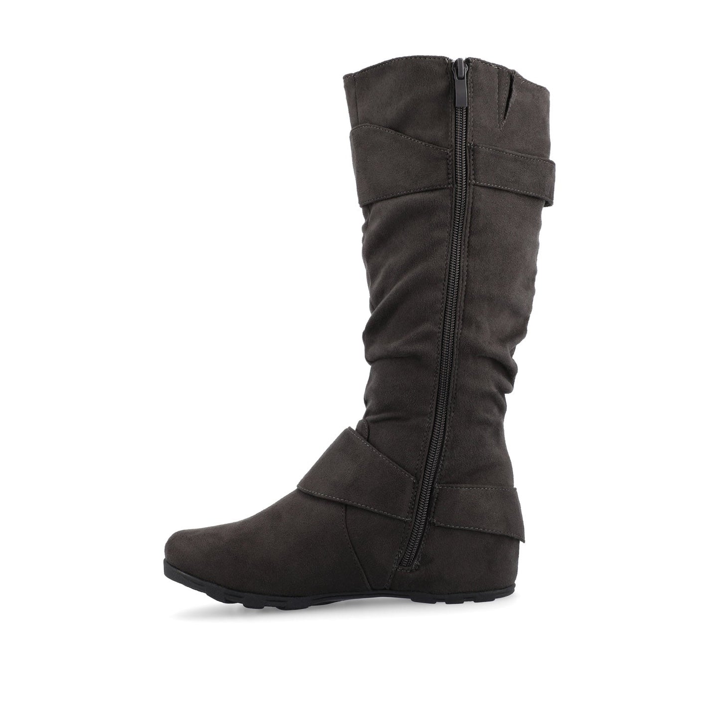 Journee JESTER KNEE HIGH BOOTS IN WIDE CALF - Grey Faux Suede