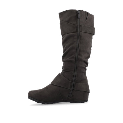 Journee JESTER KNEE HIGH BOOTS IN WIDE CALF - Grey Faux Suede