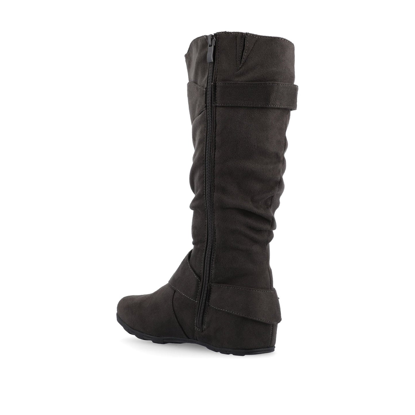 Journee JESTER KNEE HIGH BOOTS IN WIDE CALF - Grey Faux Suede