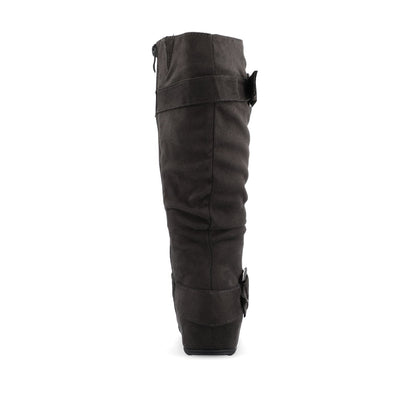 Journee JESTER KNEE HIGH BOOTS IN WIDE CALF - Grey Faux Suede