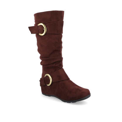 Journee JESTER KNEE HIGH BOOTS IN WIDE CALF - Brown Faux Suede