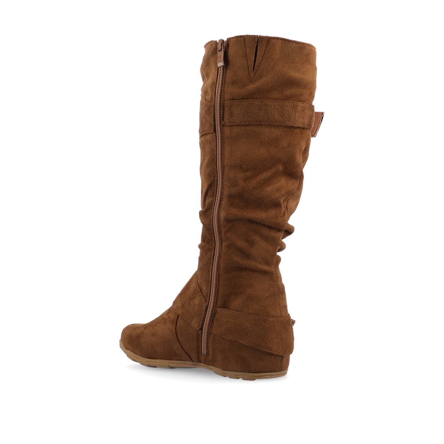 Journee JESTER KNEE HIGH BOOTS IN WIDE CALF - Camel Faux Suede
