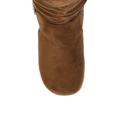 Journee JESTER KNEE HIGH BOOTS IN WIDE CALF - Camel Faux Suede