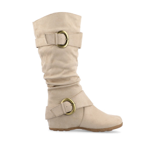 Journee JESTER KNEE HIGH BOOTS IN WIDE CALF - Stone Faux Suede