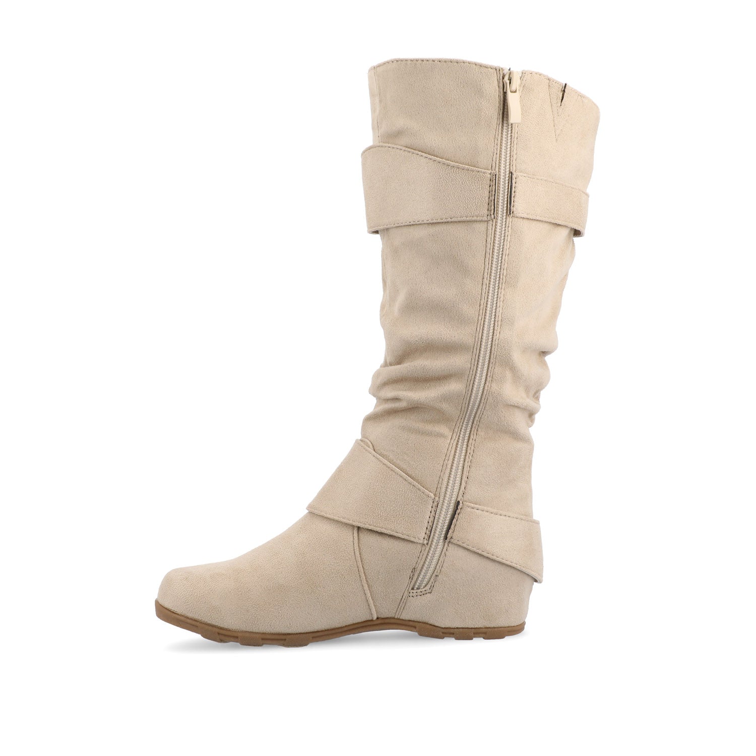 Journee JESTER KNEE HIGH BOOTS IN WIDE CALF - Stone Faux Suede