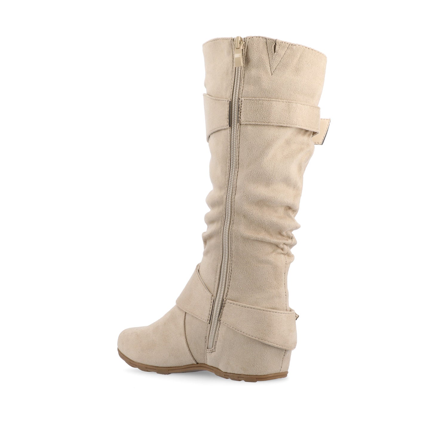 Journee JESTER KNEE HIGH BOOTS IN WIDE CALF - Stone Faux Suede