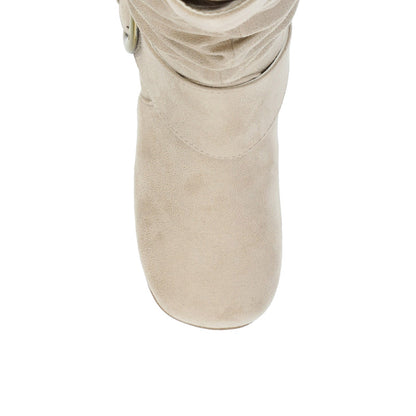 Journee JESTER KNEE HIGH BOOTS IN WIDE CALF - Stone Faux Suede