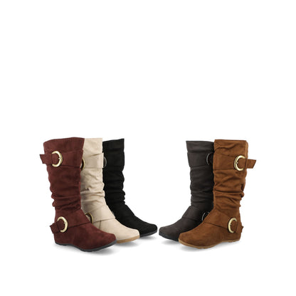 Journee JESTER KNEE HIGH BOOTS IN WIDE CALF - Stone Faux Suede