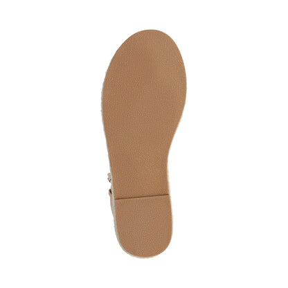 Journee TRISTEEN ESPADRILLE SANDALS IN FABRIC - Tan/Beading