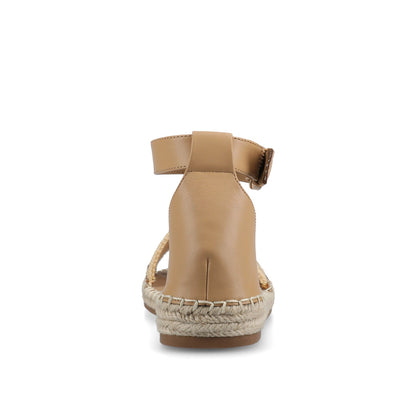 Journee TRISTEEN ESPADRILLE SANDALS IN FABRIC - Tan/Beading