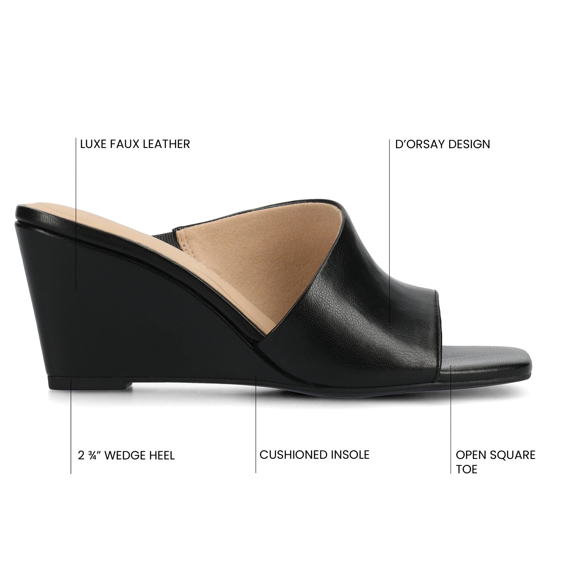 Journee CLEMENTINE WEDGE SANDALS - Black