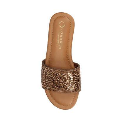 Journee MARIA SLIP ON SANDALS - Gold